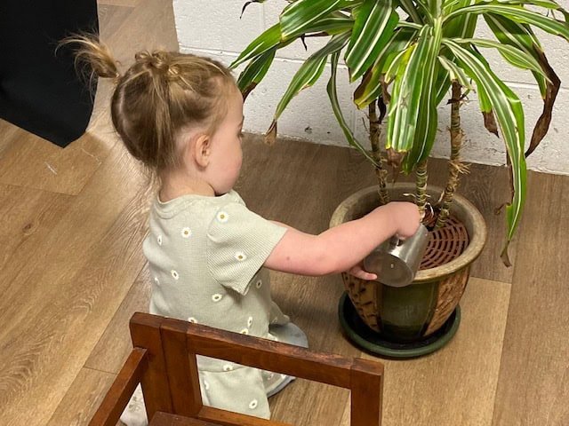 Toddler Watering Plants